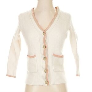 Vineyard Vines Cashmere Cream Cardigan with Pink Accents | Size XS